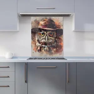 Owl With Hat And Glasses Kitchen Splashback