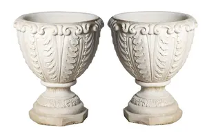 Pair of Large Roman  White Stone Vases