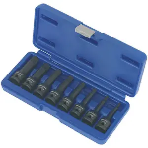 Premium 8 Piece Impact Spline Socket Bit Set - Durable 1/2 Inch Drive in Chromoly Steel