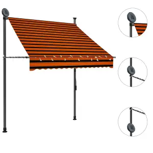 Berkfield Manual Retractable Awning with LED 150 cm Orange and Brown