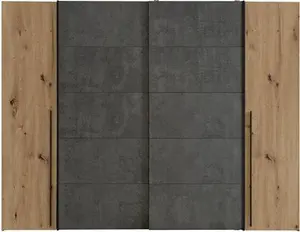 Debarr 4 Door Sliding Wardrobe Zipcode Design Finish: Artisan Oak/Dark Grey