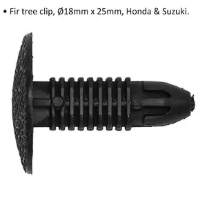 20 PACK Black Fir Tree Clip - 18mm x 25mm - Suitable for Honda & Suzuki Vehicles