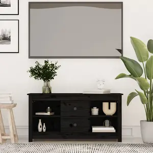 Berkfield TV Cabinet Black 103x36.5x52 cm Solid Wood Pine