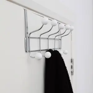 Interiors by Premier Over Door Hanger, 10 White Ball Hooks Door Hanger, Space-Saving Door Hanger for Living Room and Hallway