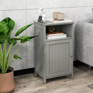 COSTWAY Bathroom Side Cabinet with Single Door and Open Shelf