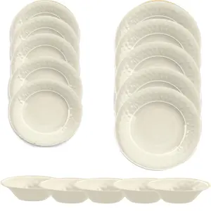 Purely Home Crackle Cream Melamine 15 Piece Outdoor Dinnerware Set for 5