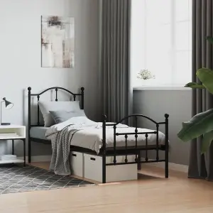 Berkfield Metal Bed Frame with Headboard and Footboard Black 75x190 cm