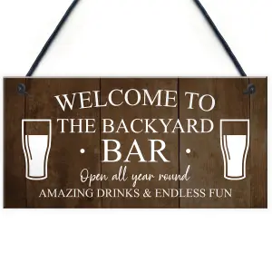 Red Ocean Backyard Bar Sign Hanging Wall Plaque Vintage Man Cave Shed Sign Gift