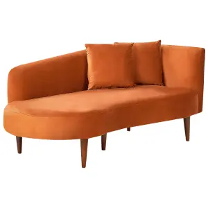 Right Hand Velvet Chaise Lounge Orange CHAUMONT