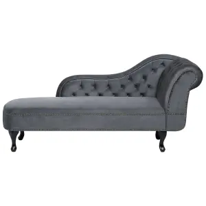 Right Hand Chaise Lounge Velvet Grey NIMES