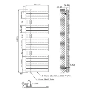 Rinse Bathrooms Touch Screen Thermostatic Electric Bathroom Flat Panel Heated Towel Rail Radiator with Timer 1380x500mm - Chrome