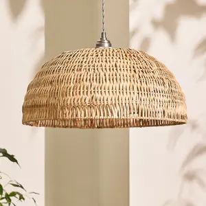 Traditional Roscoe Rattan Large Dome Easy Fit Decor Ceiling Shade H20 x D45cm