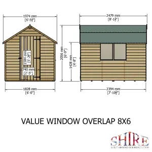 Shire Pressure Treated Overlap 8x6 Single Door Value Shed with Window