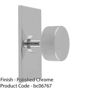 Knurled Radio Cabinet Door Knob & Matching Backplate - Polished Chrome 76 x 40mm