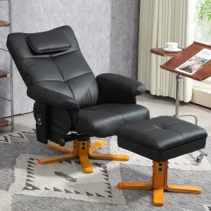 HOMCOM Massage Recliner Chair with Footstool and Hidden Storage, Black