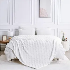 Throw Fluffy Fleece Blankets For Bed, Couch, Sofa, Settee Comfortable Thermal, Warm, Cosy Blankets & Throws 200X240 cm White