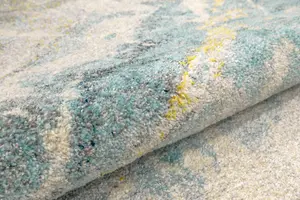 Teal Funky Modern Abstract Easy To Clean Rug For Dining Room-160cm X 220cm