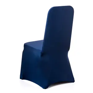 Polyester Spandex Chair Covers for Wedding Decoration - Navy Blue, Pack of 10