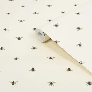 Joules Cream Bee Smooth Wallpaper Sample