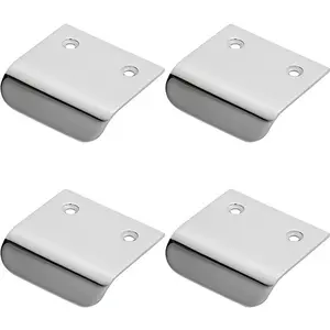 4x Semi Concealed Cabinet Pull Handle 48 x 50mm 14mm Lip Polished Chrome