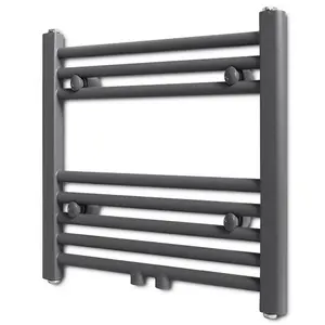 Grey Bathroom Central Heating Towel Rail Radiator Straight 480x480mm