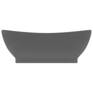 Luxury Basin Overflow Oval Matt Dark Grey 58.5x39 cm Ceramic