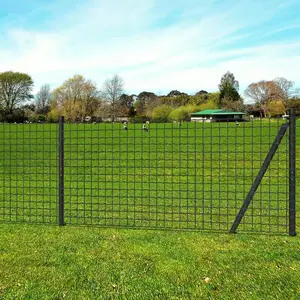 Enos Outdoor Euro Fence Panel Set with Ground Spike Steel Grey / 200cm H x 2500cm W