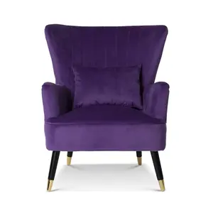 Velvet Purple Camila Accent Wingback Chair