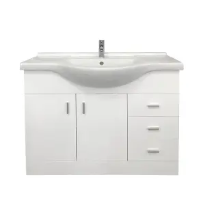 SunDaze 1050mm Gloss White Vanity Basin Unit Bathroom Sink Storage Furniture