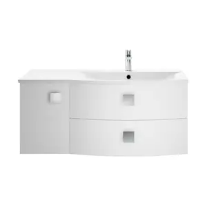 1000mm Wall Hung Single Vanity Unit Moon White