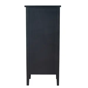 Satin Black Wood 5 Drawer Tall Boy