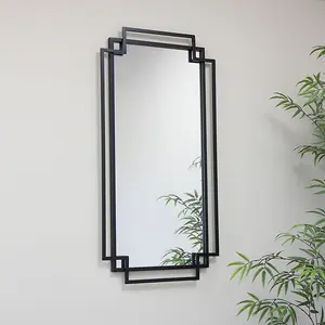 Melody Maison Black Matt Wall Mirror 94cm x 48cm