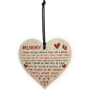 Red Ocean Mothers Day Gift For New Mummy Wooden Heart Mummy To Be Gift Special Keepsake Plaque