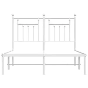 Berkfield Metal Bed Frame with Headboard White 135x190 cm