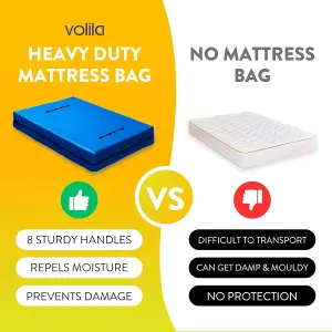 Heavy Duty King Mattress Cover for Moving Waterproof Zippered Storage Bag with Handles, Protects from Dust, Pests & Stains