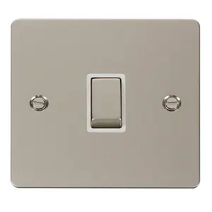 Flat Plate Pearl Nickel 1 Gang 20A Ingot DP Switch - White Trim - SE Home