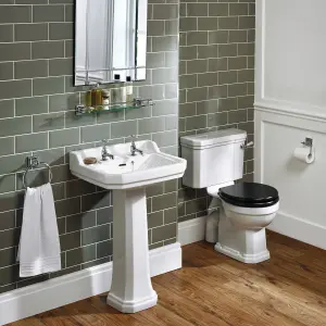 Ideal Standard Waverley White Close-coupled Toilet & cistern with Black Standard close seat & Close coupled cistern