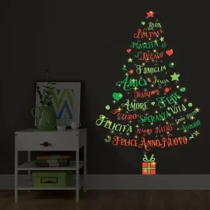 Magic Glow in Dark Christmas Tree Italian Quotes Wall Sticker Decoration Decal