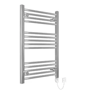 Right Radiators Electric Heated Towel Rail Radiator Straight Pre-filled Thermostatic Ladder Warmer Chrome 800x500 mm