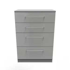 Chester 4 Drawer Deep Chest in Uniform Grey Gloss & Dusk Grey (Ready Assembled)