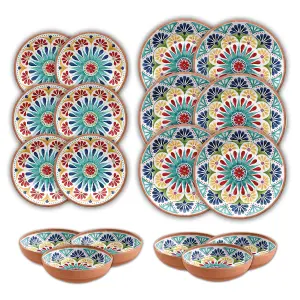 Purely Home Rio Medallion 18 Piece Melamine Dinnerware Set for 6