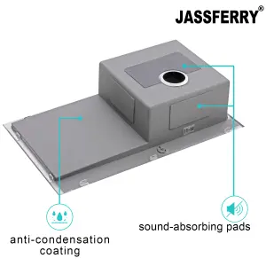 JASSFERRY 16 Gauge Stainless Steel Kitchen Sink, Inset Handmade Left Hand Drainer