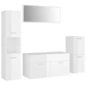 Berkfield Bathroom Furniture Set High Gloss White Engineered Wood