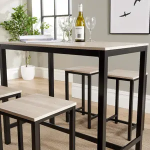 Home Source Nicosia Light Oak Table and Bar Stool Set