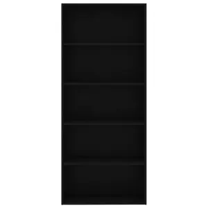 Berkfield 5-Tier Book Cabinet Black 80x30x189 cm Engineered Wood