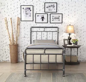 Cilcain Single 3ft Black/Silver Metal Bed Frame