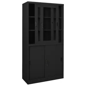 Berkfield Office Cabinet with Sliding Door Anthracite 90x40x180 cm Steel