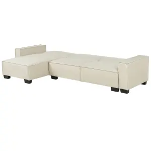 Corner Sofa ROMEDAL Beige Fabric Right Hand