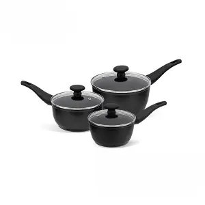 Prestige Thermo Smart Black Round Aluminium Induction Hob Suitable Non-Stick Saucepan Set Pack of 3