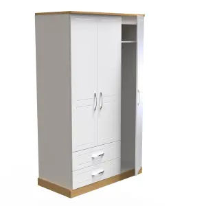 Whitby Triple Wardrobe in White Ash & Oak (Ready Assembled)